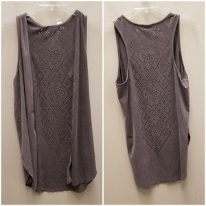 CATO Women's Open Front Eyelet Vest, Small